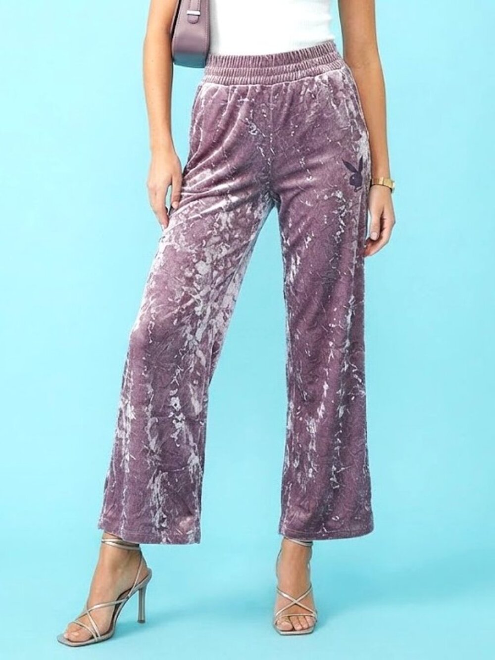 PLAYBOY Lavender Wide Leg Velour Pants